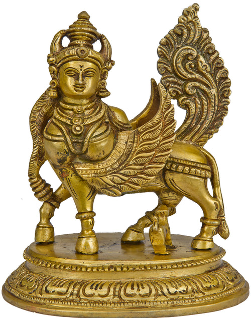 6" Handmade Kamadhenu Cow Brass Statue for Home Decor