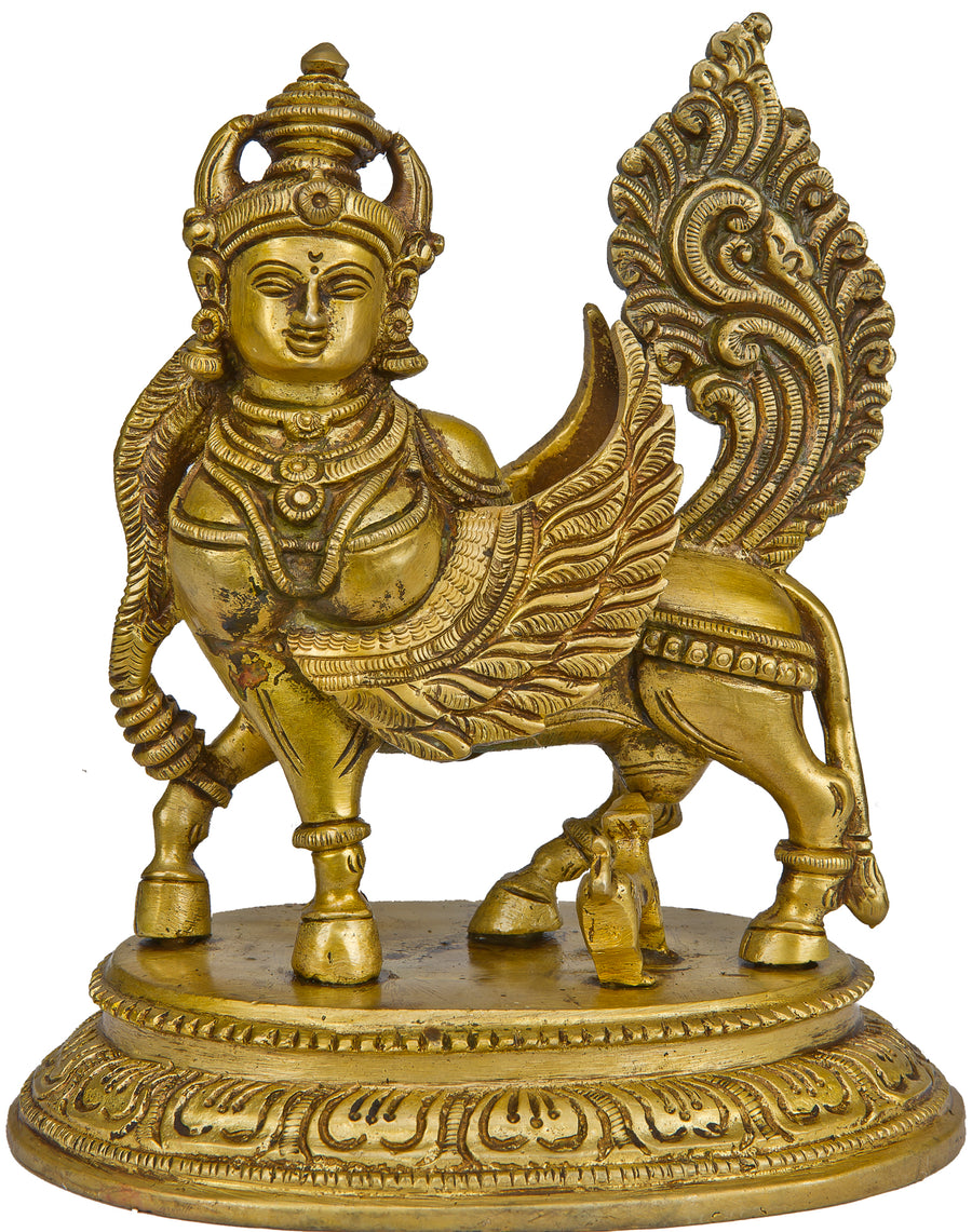 6" Handmade Kamadhenu Cow Brass Statue for Home Decor