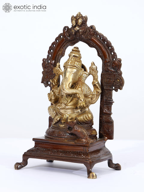 7" Set of 3 Statues - Lakshmi, Ganesha and Saraswati Idol in Brass