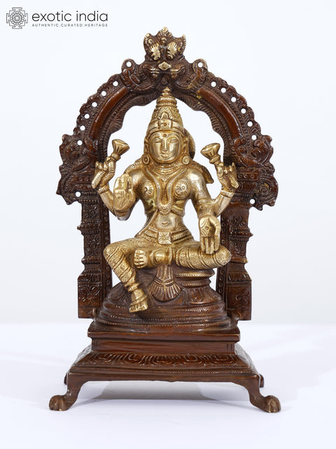 7" Set of 3 Statues - Lakshmi, Ganesha and Saraswati Idol in Brass