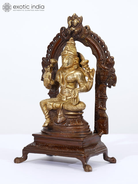 7" Set of 3 Statues - Lakshmi, Ganesha and Saraswati Idol in Brass