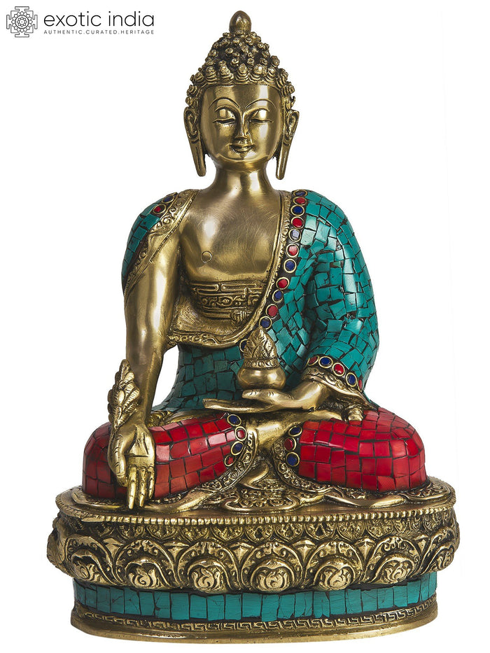 13" Handmade Brass Bhaishajyaguru Medicine Buddha Statue Tibetan Buddhist Deity
