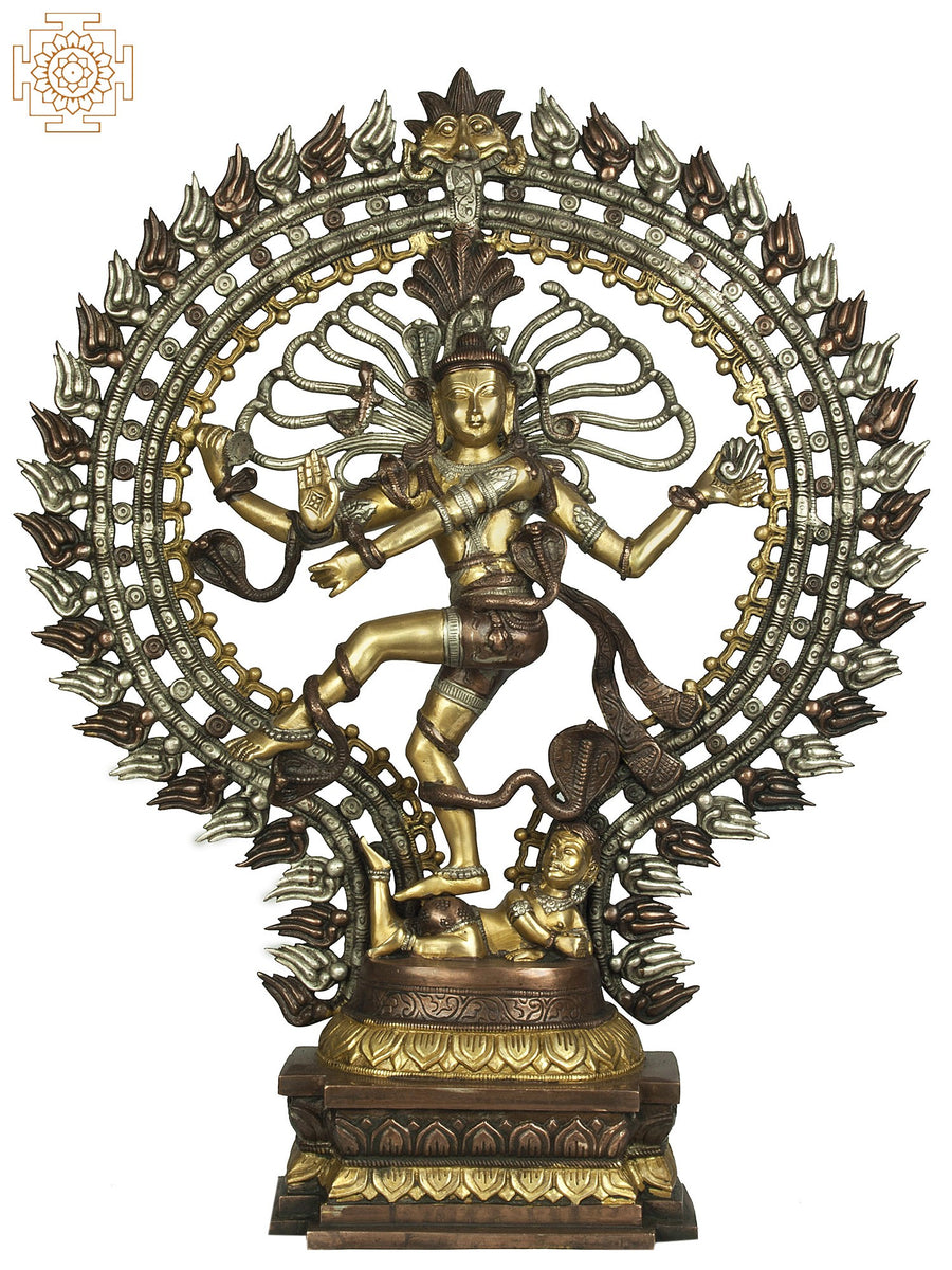 28" Handmade Nataraja Brass Statue Triple Hued