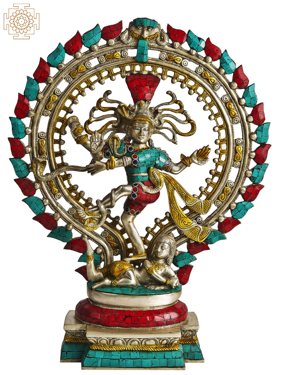 19" Handmade Nataraja Brass Statue Multi-Hued