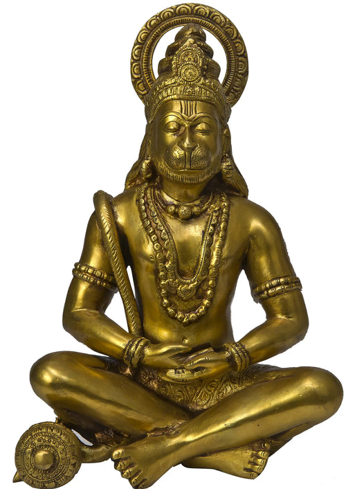 11" Lord Hanuman Yogachara Brass Statue Handmade