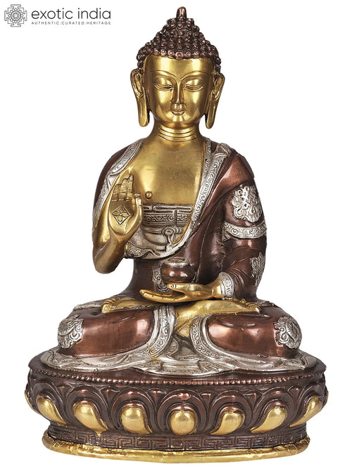 12" Lord Buddha Brass Idol in Vitarka Mudra Handmade