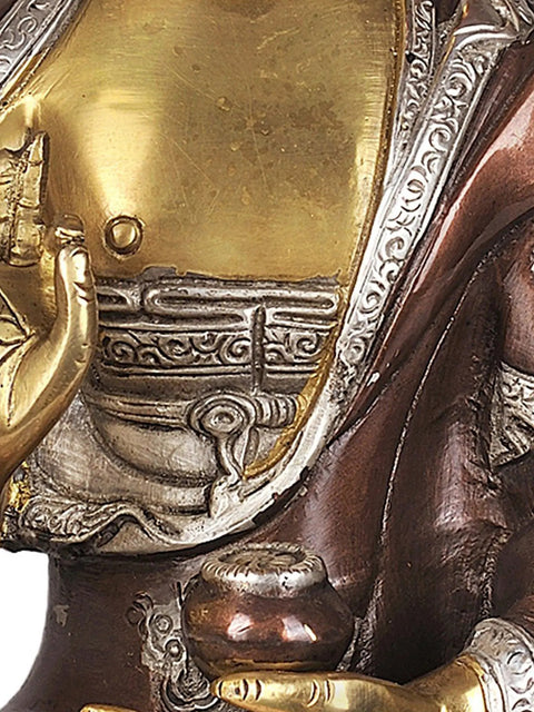 12" Lord Buddha Brass Idol in Vitarka Mudra | Handmade Buddhist Sculptures