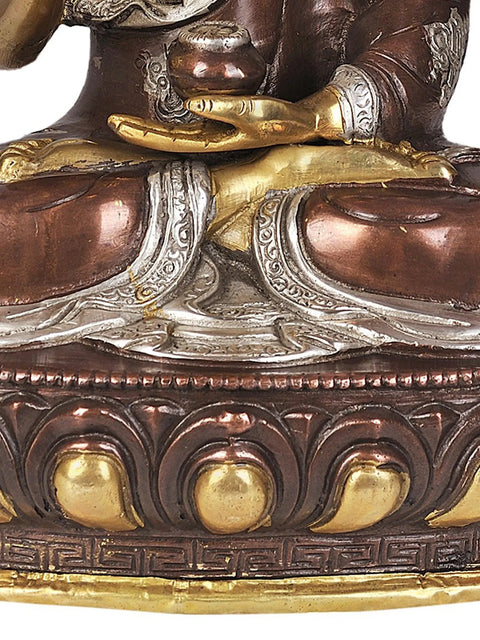 12" Lord Buddha Brass Idol in Vitarka Mudra | Handmade Buddhist Sculptures