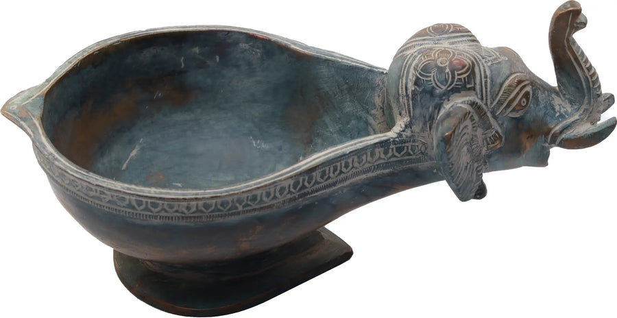 3" Brass Elephant Head Lamp Handmade Statue
