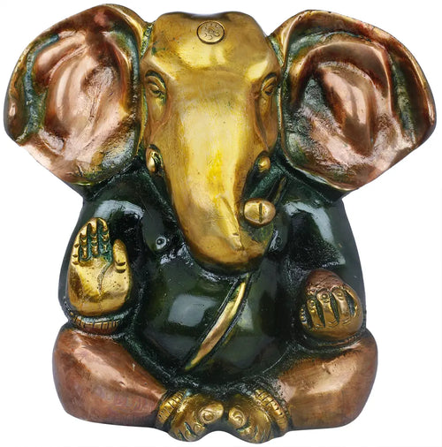 5" Lord Ganesha with Modak Brass Statue Handmade