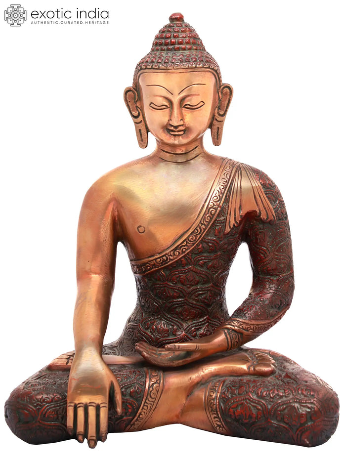 10" Handmade Vajrasana Buddha Brass Statue with Vajra Dorje Robes
