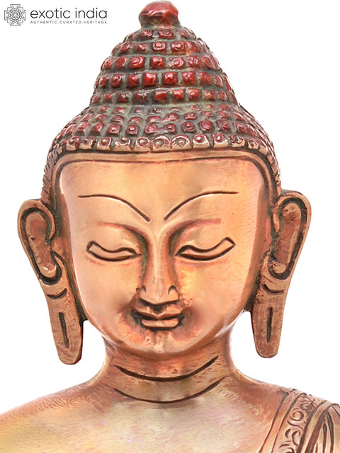 10" Vajrasana  Buddha (Robes Decorated with Dorje (Vajra) In Brass | Handmade | Made In India