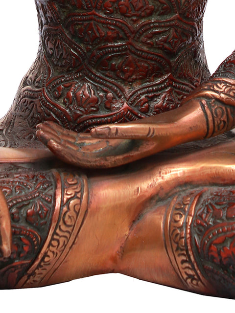 10" Vajrasana  Buddha (Robes Decorated with Dorje (Vajra) In Brass | Handmade | Made In India