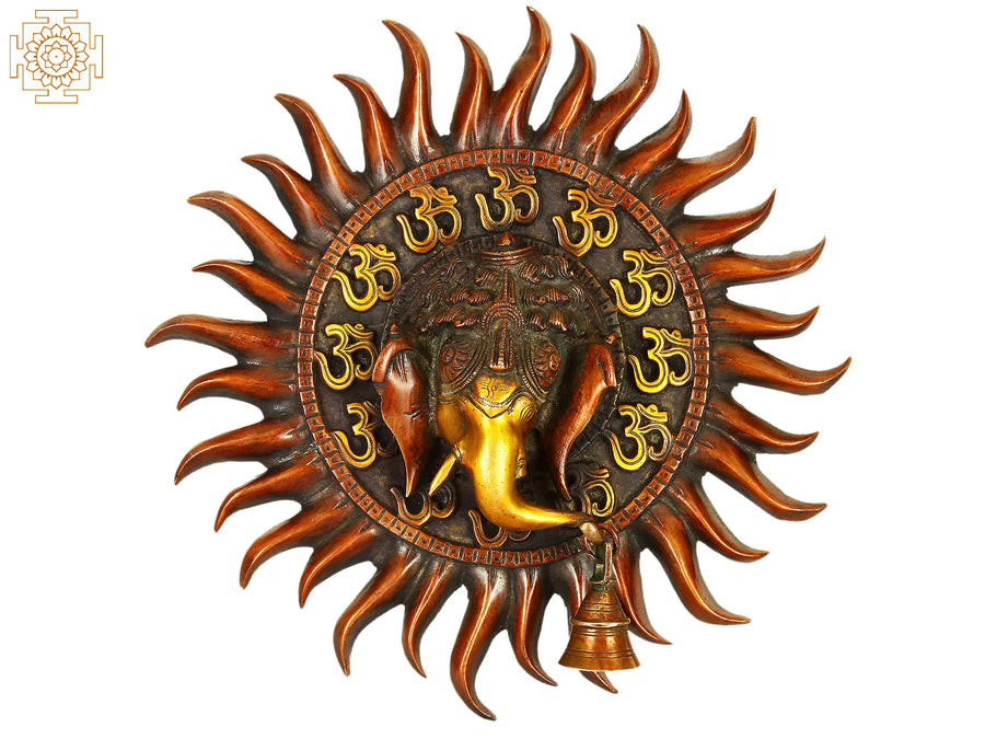 10" OM Ganesha Handmade Brass Wall Hanging