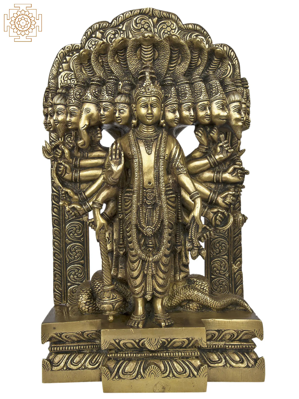 14" Lord Vishnu in his Cosmic Magnification | Handmade Brass Idol