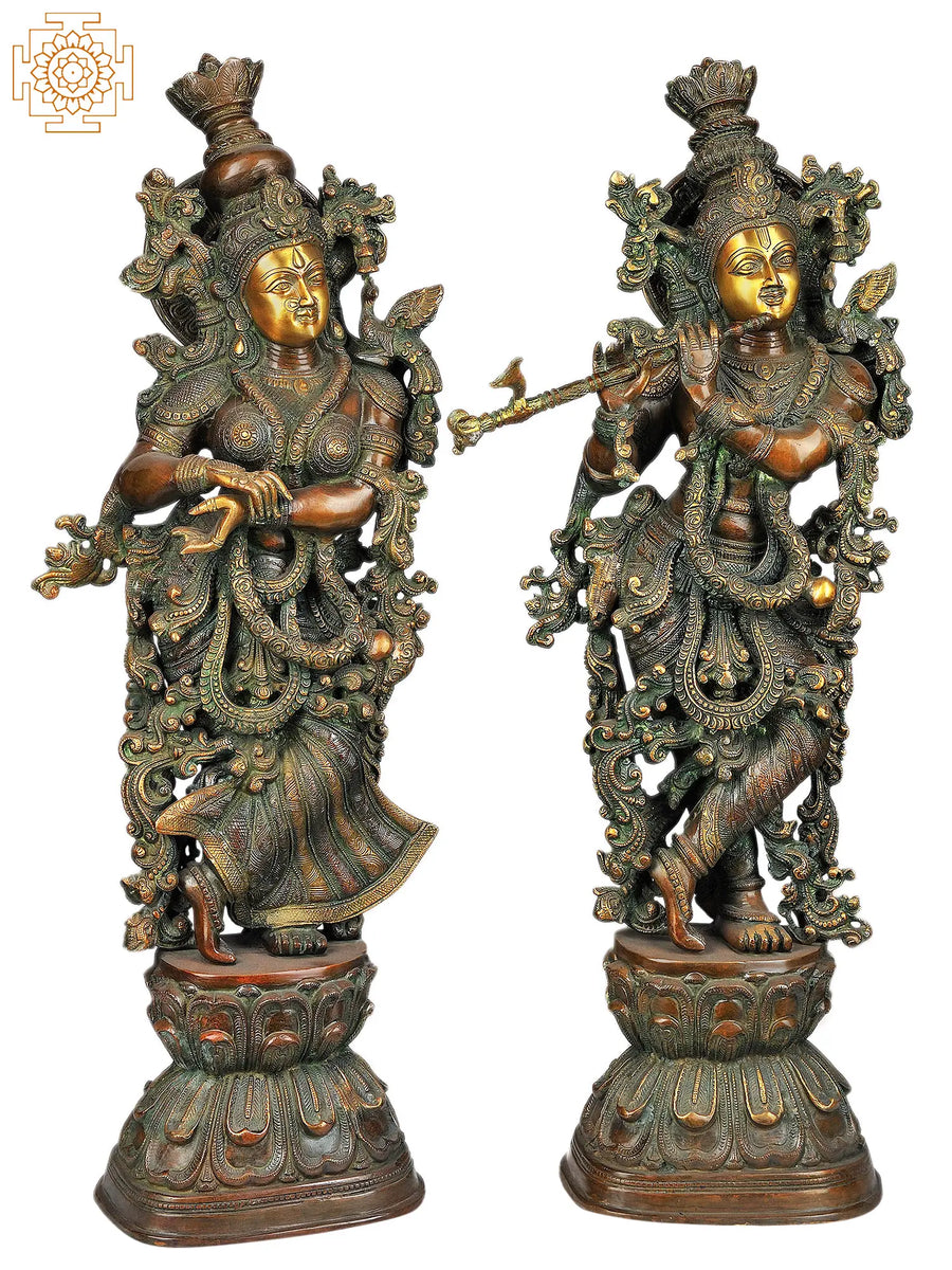 29" Radha Krishna Brass Statue Handmade