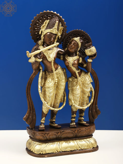 12" Radha Krishna (Twin-Hued) Brass Sculpture