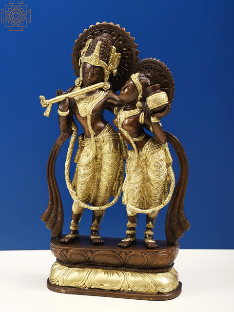 12" Radha Krishna (Twin-Hued) Brass Sculpture