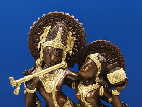 12" Radha Krishna (Twin-Hued) Brass Sculpture