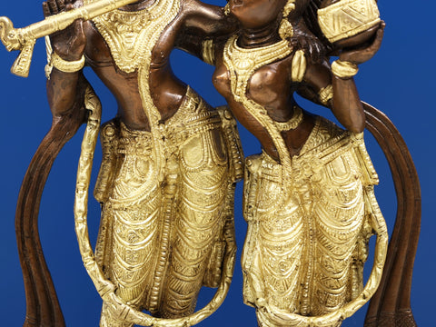 12" Radha Krishna (Twin-Hued) Brass Sculpture