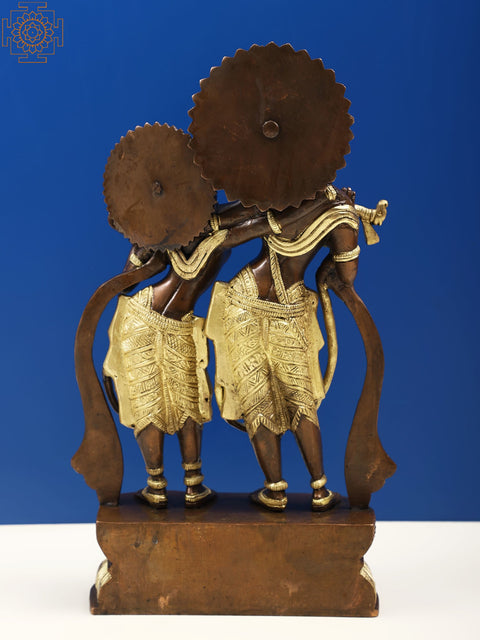 12" Radha Krishna (Twin-Hued) Brass Sculpture