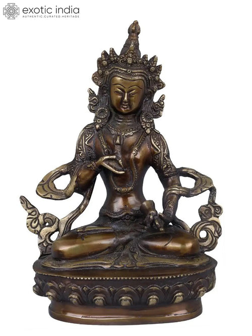8" Handmade Bodhisattva Vajrasana Brass Idol