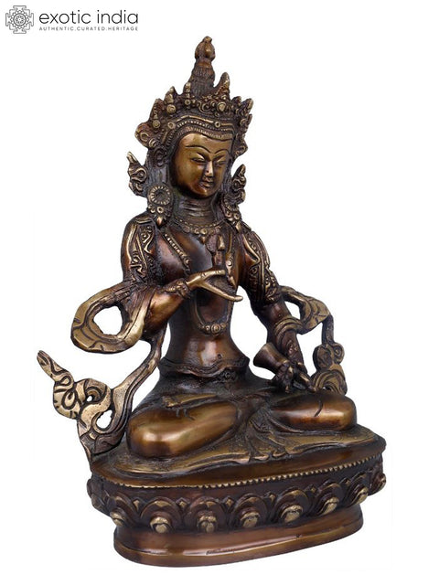 8" Bodhisattva Vajrasana In Padmasana | Handmade Brass Idol