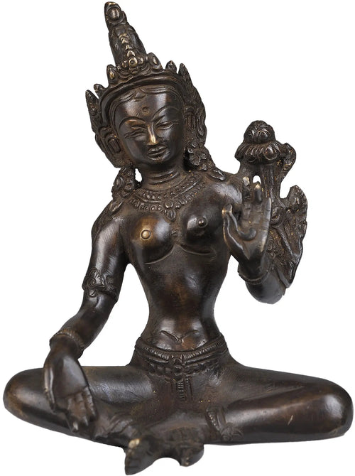 5" Green Tara Tibetan Buddhist Brass Statue Handmade
