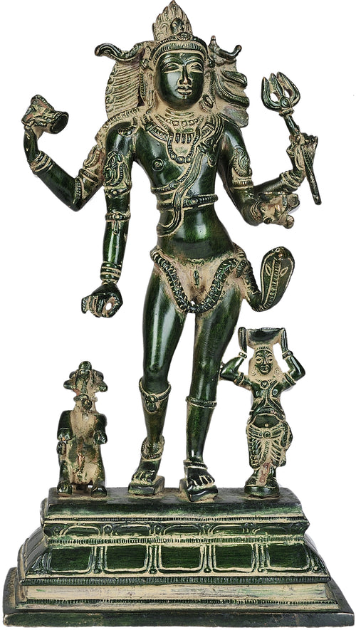 12" Handmade Bhikshasthana Shiva Brass Statue