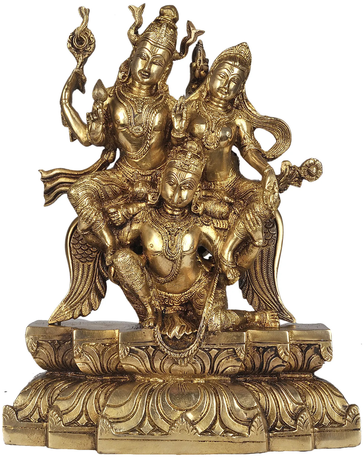 12" Lakshmi-Narayana on Garuda In Brass | Handmade | Made In India