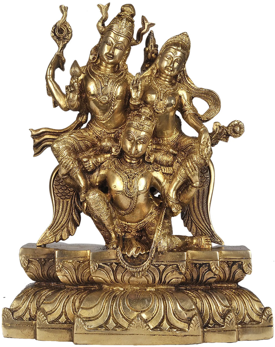 12" Lakshmi-Narayana on Garuda Brass Statue Handmade