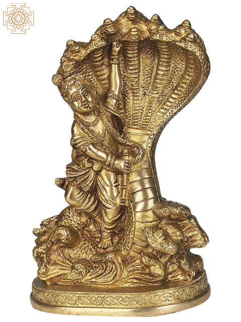 8" Kaliya Mardan Lila of Shri Krishna In Brass | Handmade | Made In India
