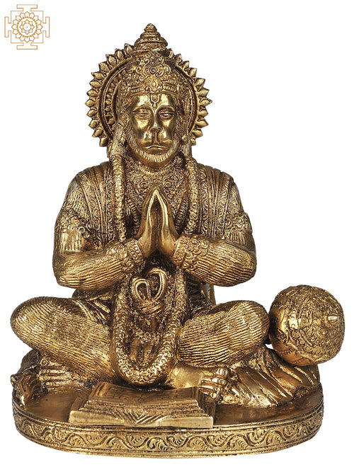 7" Brass Hanuman Statue - Handmade Devotional Idol