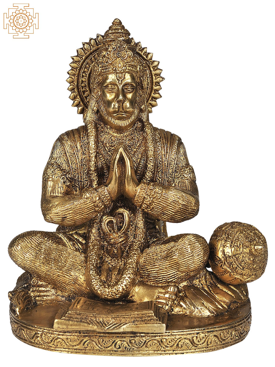 7" Brass Hanuman Statue - Handmade Devotional Idol