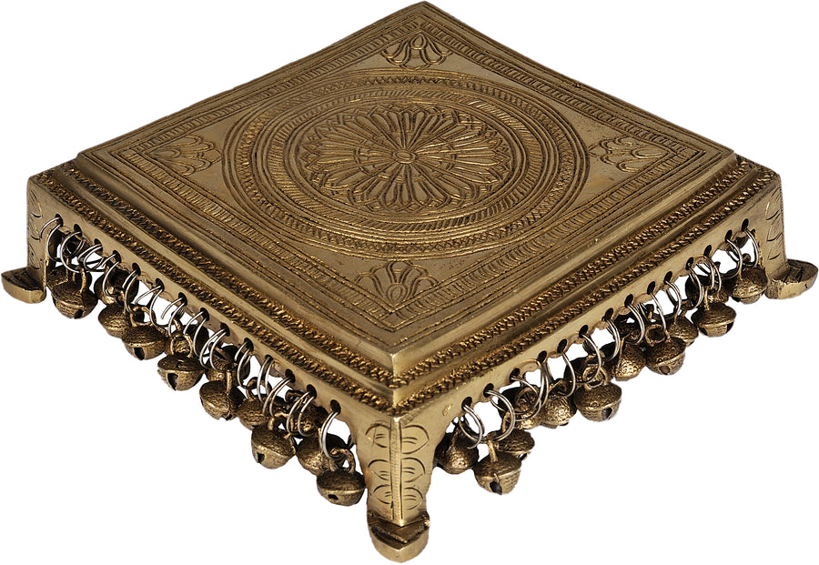 Brass Ritual Chowki with Ghungroos Handmade Statue