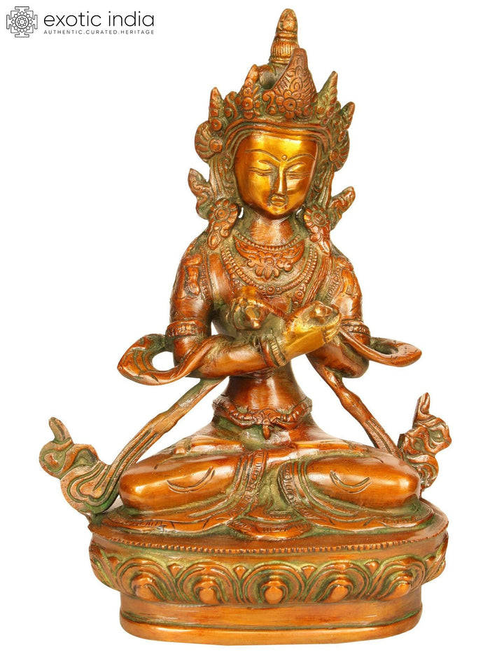 Tibetan Buddhist Vajradhara Brass Statue - Handmade Deity
