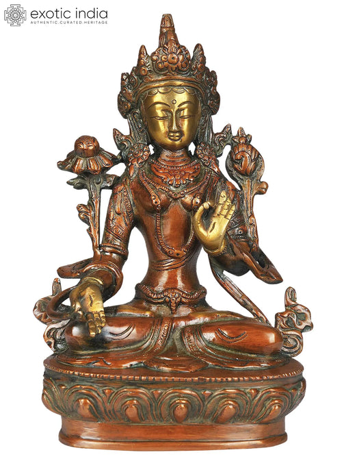 8" White Tara Tibetan Buddhist Brass Statue Handmade