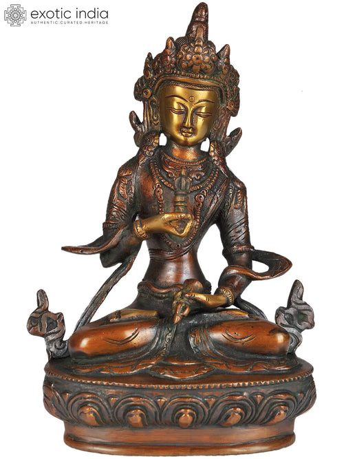 8" Vajrasattva Handmade Brass Statue for Pooja