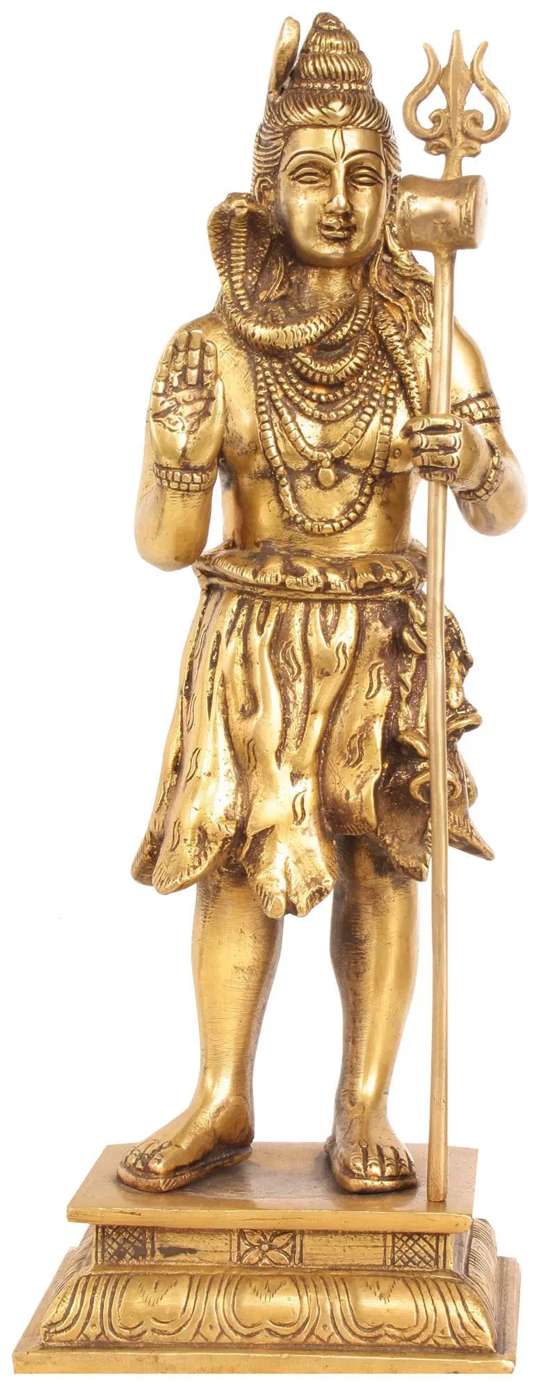 14" Lord Shiva Brass Sculpture | Indian Handcrafted Idol