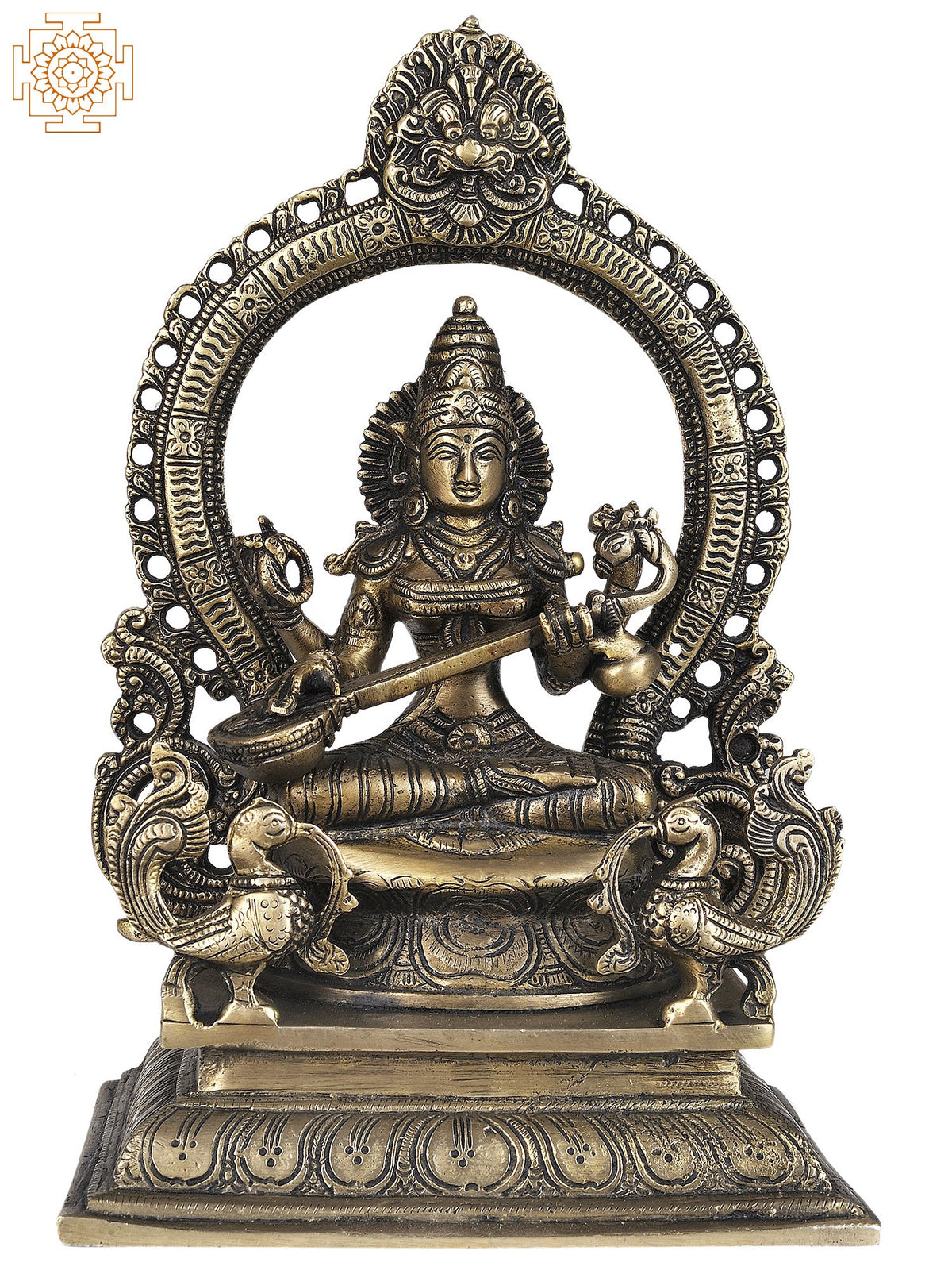 11" Saraswati - Goddess of Wisdom and Arts | Handmade Brass Statue
