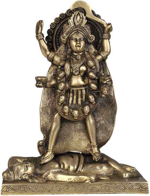 10" Kali as Bhairavi Brass Handcrafted Idol for Pooja