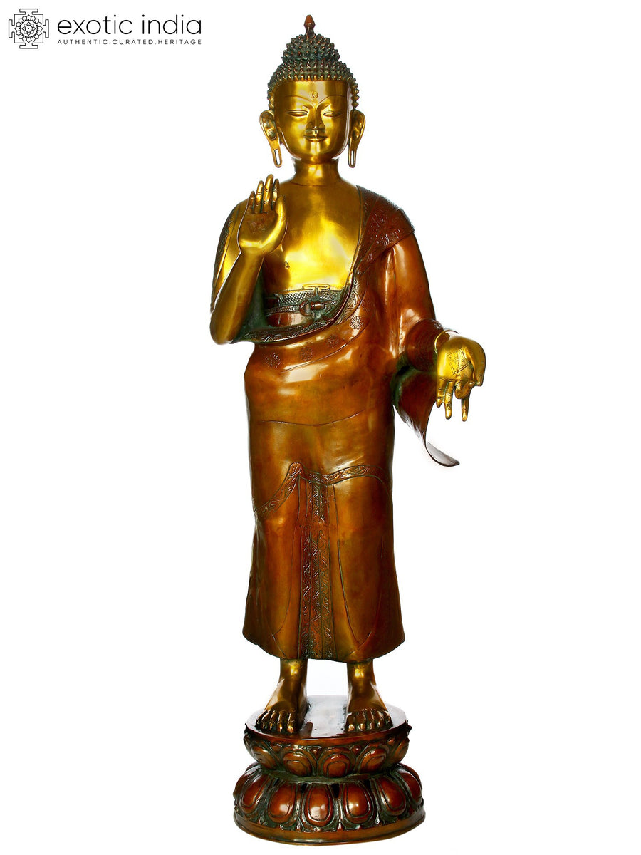 50" Large Handmade Buddha Brass Statue for Home Decor