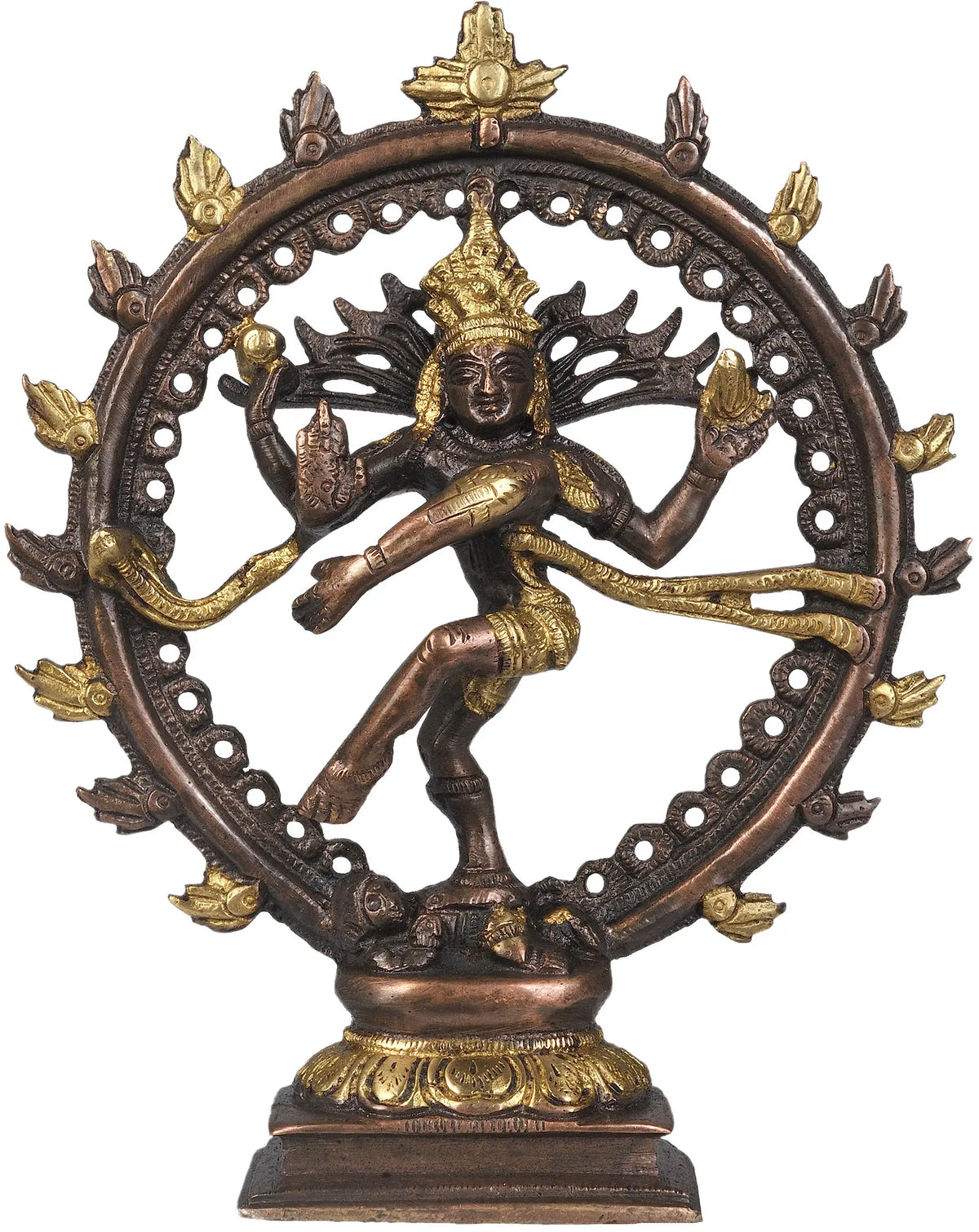 7" Nataraja Statue in Brown and Golden Hues in Brass | Handmade | Made in India
