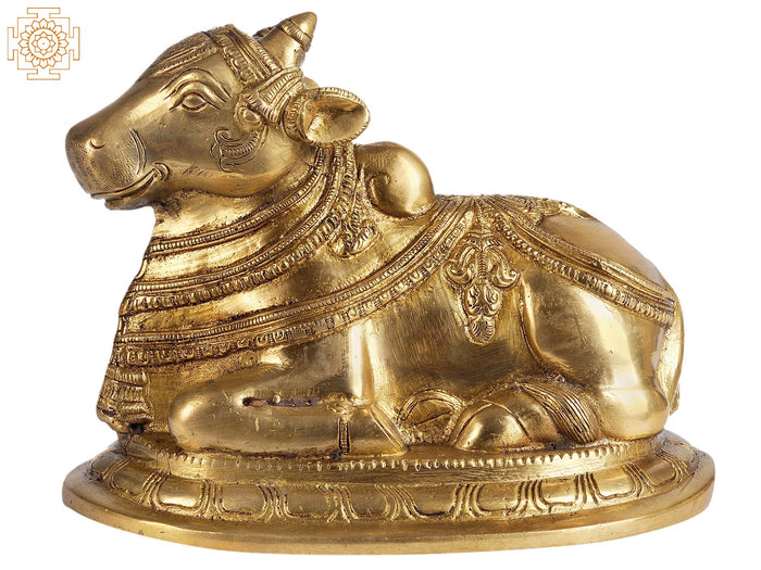 7" Nandi Bull Brass Statue - Vehicle of Lord Shiva Handmade