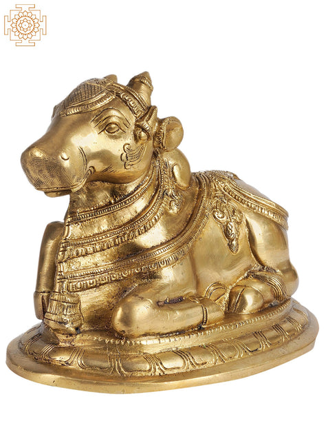 7" Nandi - The Vehicle of Lord Shiva In Brass | Handmade | Made In India