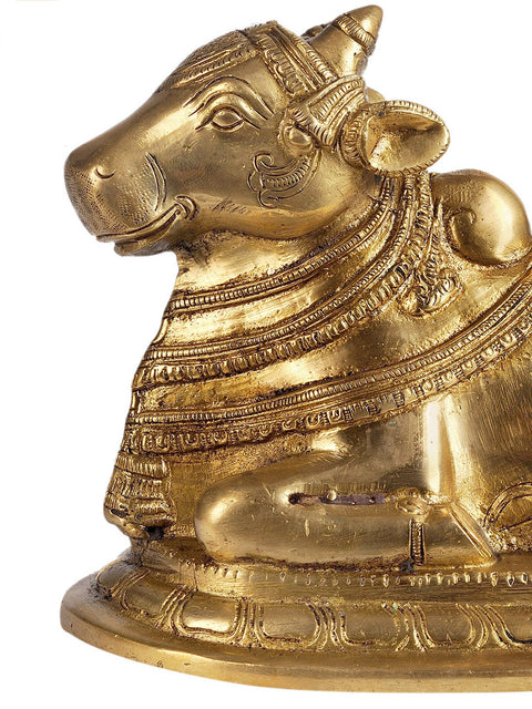 7" Nandi - The Vehicle of Lord Shiva In Brass | Handmade | Made In India