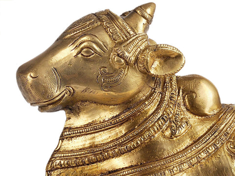 7" Nandi - The Vehicle of Lord Shiva In Brass | Handmade | Made In India