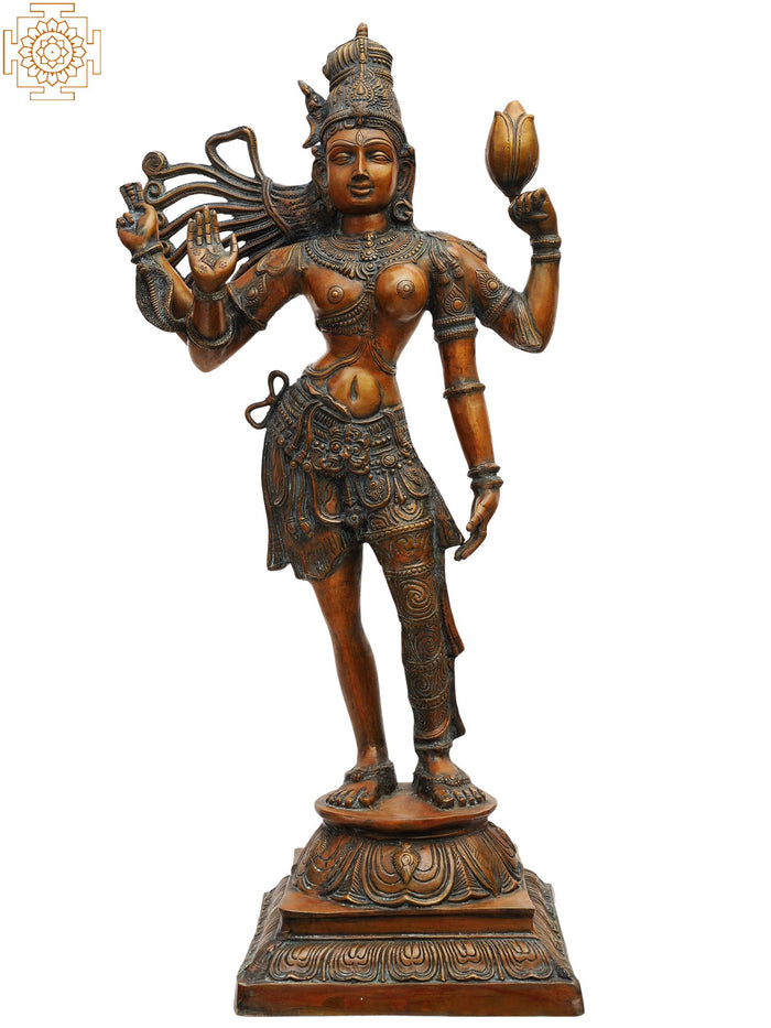 40" Ardhanarishvara Handmade Brass Statue