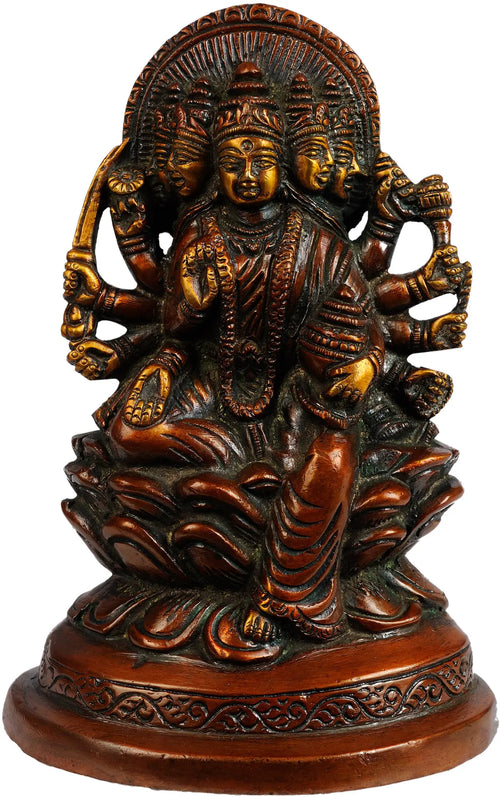 6" Goddess Gayatri Handmade Brass Statue for Pooja