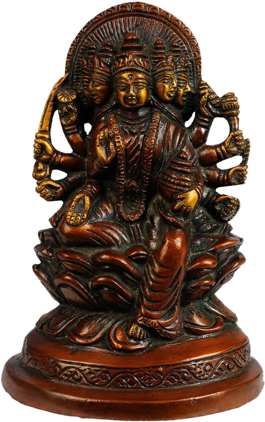 6" Goddess Gayatri Handmade Brass Statue for Pooja